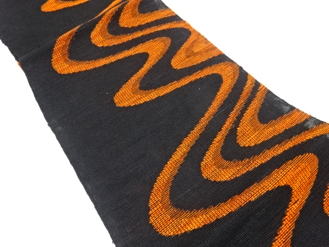 紗紬流水模様織り出し名古屋帯